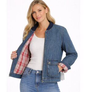 NWT Abound Women’s Denim Jacket with Plaid Flannel Lining, size Medium